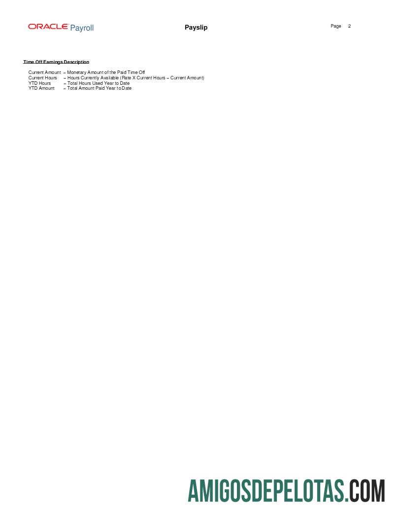 Realista Modelo de recibo de pagamento Oracle Payroll Advantage Sales & Marketing LLC em formatos Word e PDF.pdf, 2